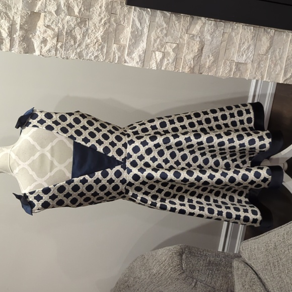 Ted Baker Blushing Rose Geo Dress with added blue panel to hem - Picture 6 of 16